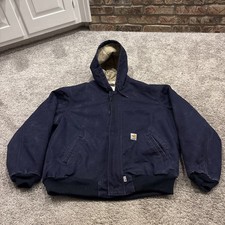 Carhartt FR Men's Sz XL FRJ164 DNY Navy Blue Hooded Quilted Lined Fire Resistant
