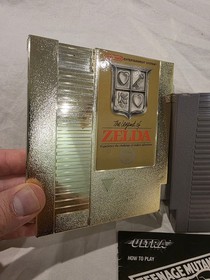  Zelda 5 viti prima stampa Nintendo NES cartuccia e carrello tartarughe ninja e manuale 