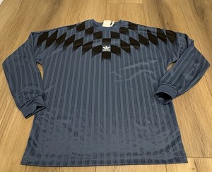 Adidas Goalkeeper Jersey Small Blue Black Striped