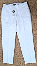 Eileen Fisher 100 Organic Cotton White Full Length Pants NWT NEW 159 Size PS