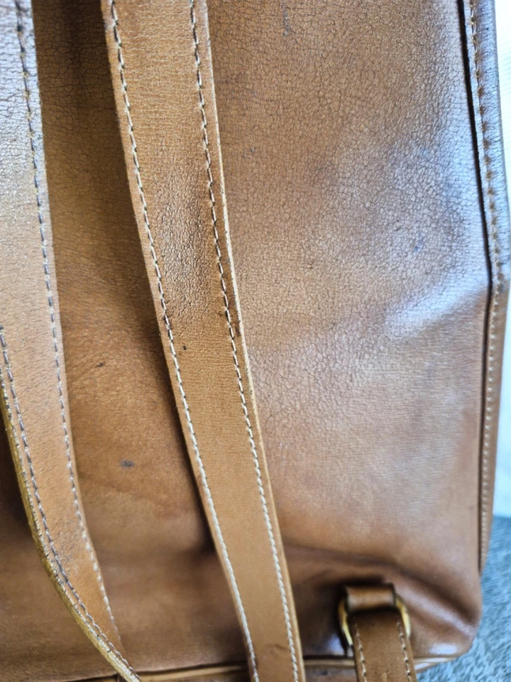 Sac à dos vintage Longchamp , modèle Roseau, coloris camel - Photo 3/4