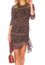 Ulla Johnson Aicha Silk Chiffon Dress In Earth Size 6