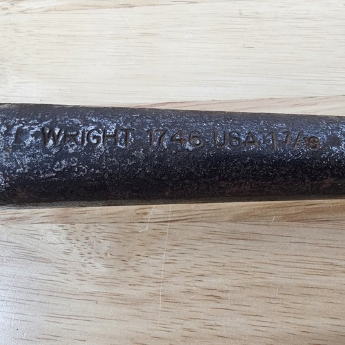 Vintage Wright 1746 1-7/16" Spud Handle Offset Open End Wrench USA - Picture 2 of 7