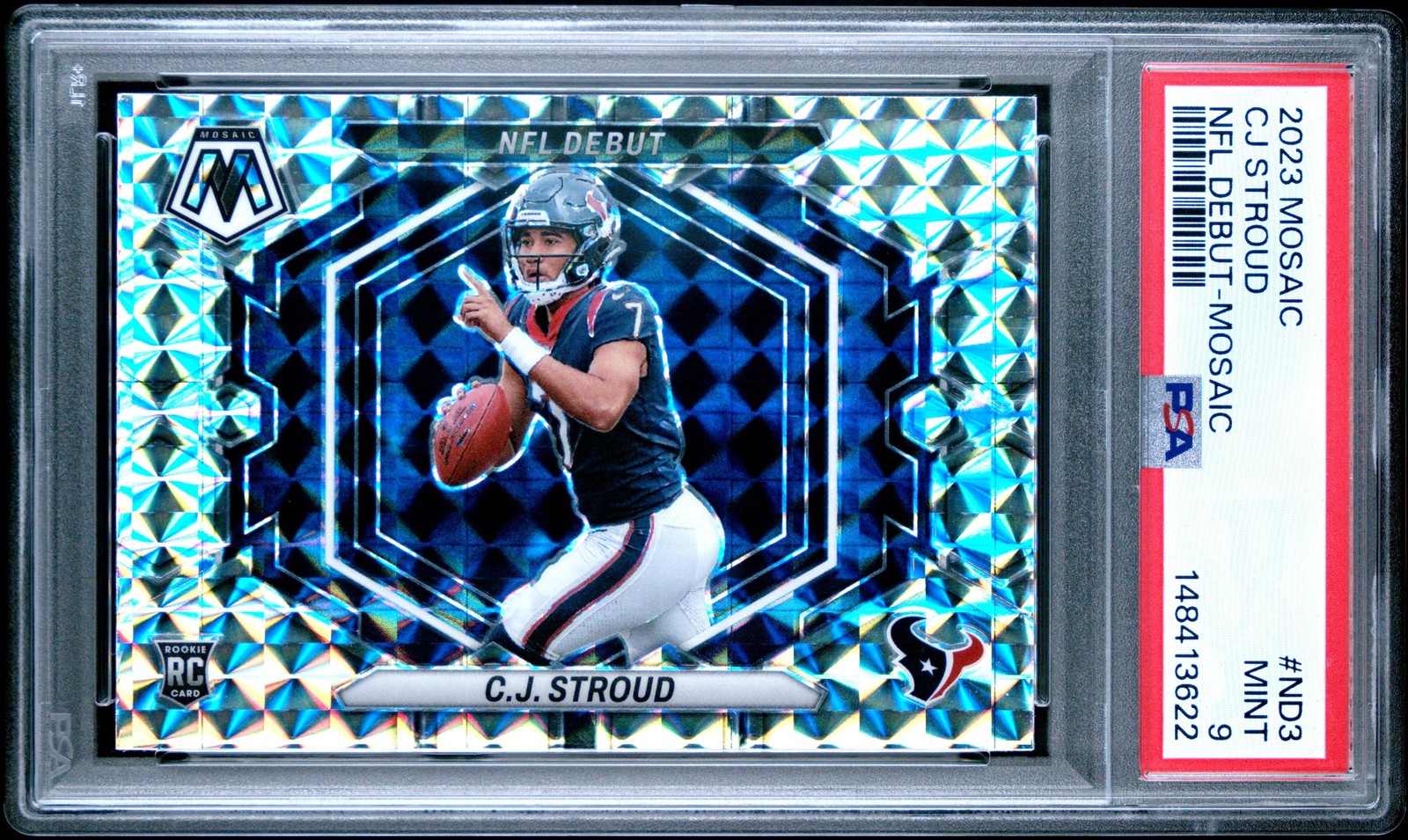 2023 Mosaic Nfl Debut #ND3 Cj Stroud Nfl Debut-Mosaic PSA 9 New Slab!