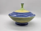 Red Wing Pottery Chromaline 672 Lidded Bowl Green Blue CHIP