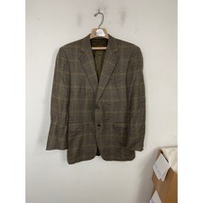 Canali Mens 50R Brown Glen Plaid Wool Blazer Sport Coat Made in Italy 2 Button