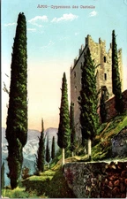 Arco Cypressen des Castella - Arco Castle, Italy, Vintage Postcard