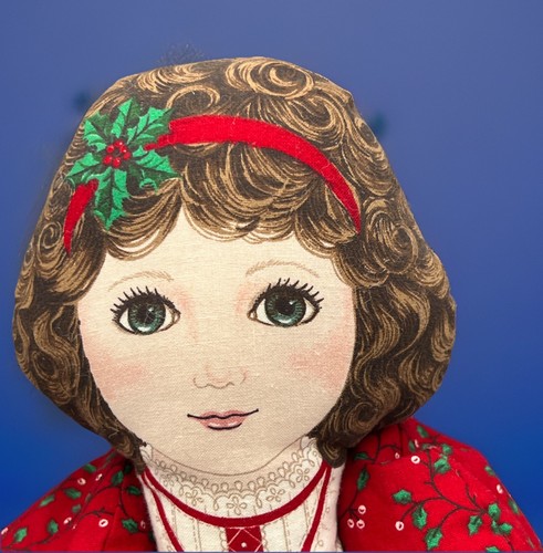 Vintage Cranston viktorianische Stoffkissen Stoffpuppe "Holly" rotes Weihnachtskleid 23 Zoll - Bild 2 von 12