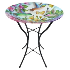 Briarwood Lane Springtime Hummingbirds Glass Birdbath