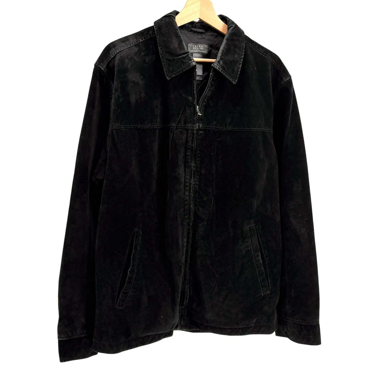 Vintage 90s Crazy Horse Black Distressed Genuine Suede Leather