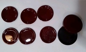 Vtg Drink coasters set of 6 Blood red high gloss finish