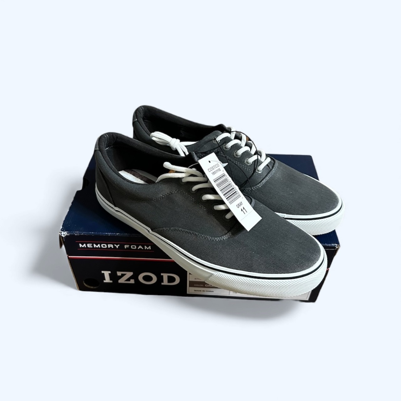 Izod Rangley Men's Lace Up Casual Canvas shoe Memory Foam Gray size 11