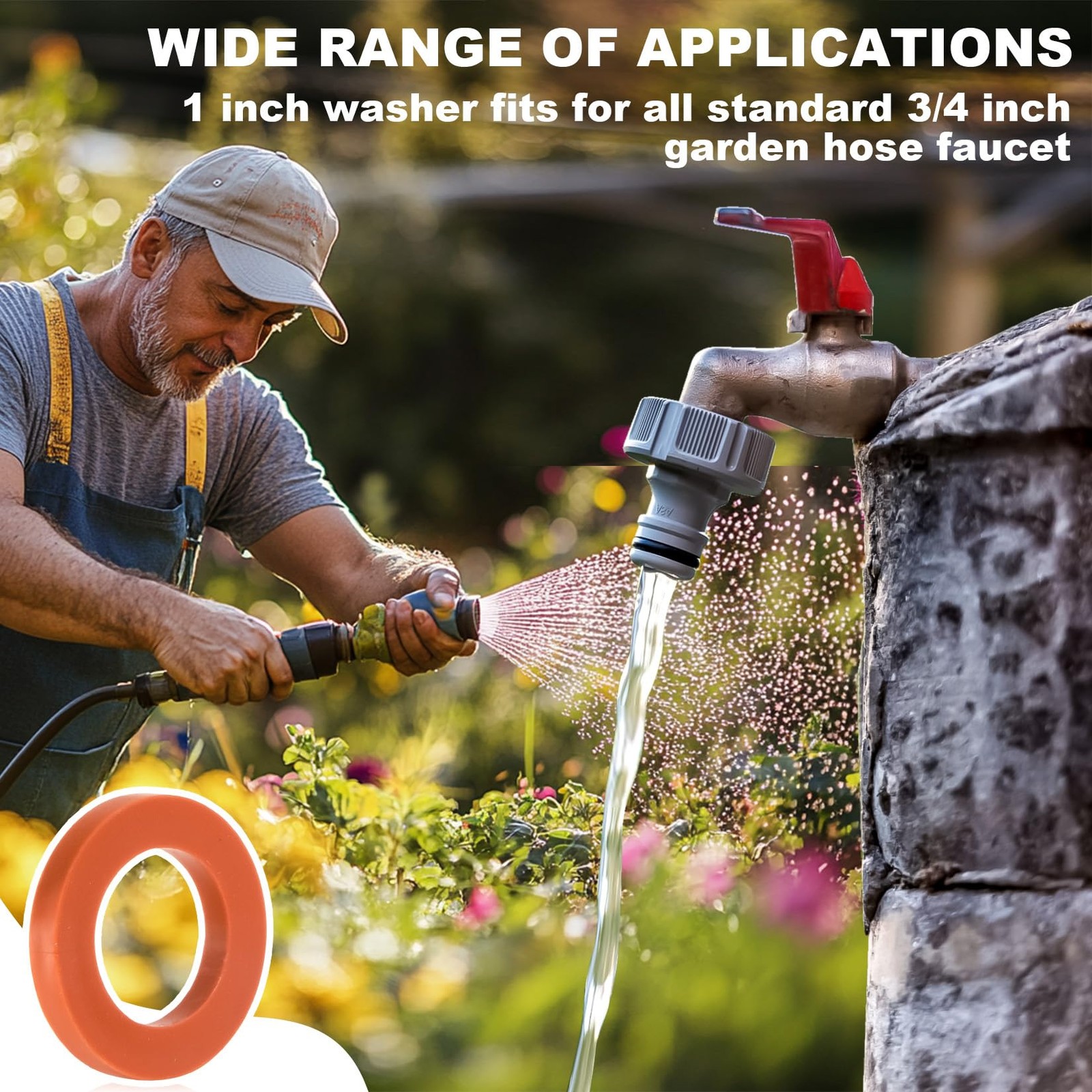 RAINFLOW Garden Hose Rubber Washers-80 PCS Red Washer,Heavy Duty Rubber Gasket