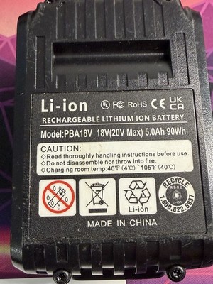 2 Akkus 18 V (20 V Max) 5,0 Ah für Porter-Cable PCC685L PCC680L