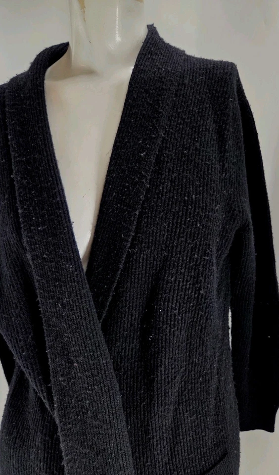 Pendleton Women's Sweater Medium Black Wool Cashmere Ribbed Open Cardigan Duster - Image 3 of 4