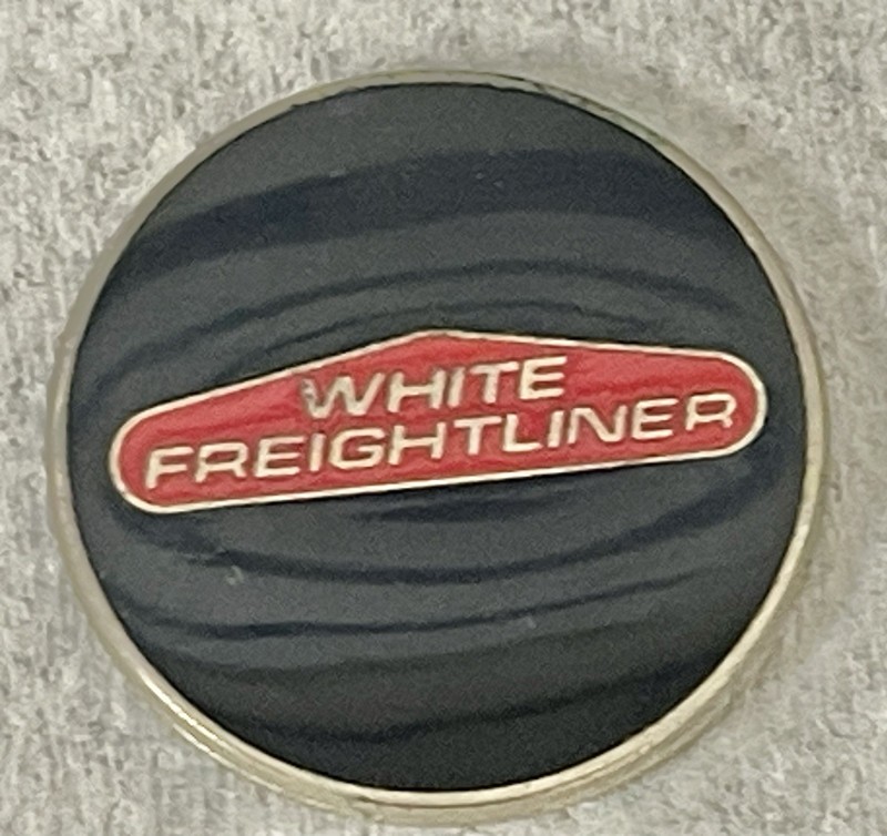 RARE White Freightliner Horn Button Emblem Red White Black Collectible