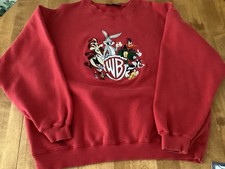 Vintage Red Warner Bros Looney Tunes Embroidered Sweatshirt Large