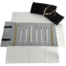 Compact Travel Jewelry Roll with 16 Compartments