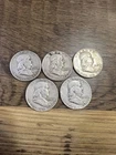 LOT OF 5 BENJAMIN FRANKLIN HALF DOLLARS 1949-1959 SILVER