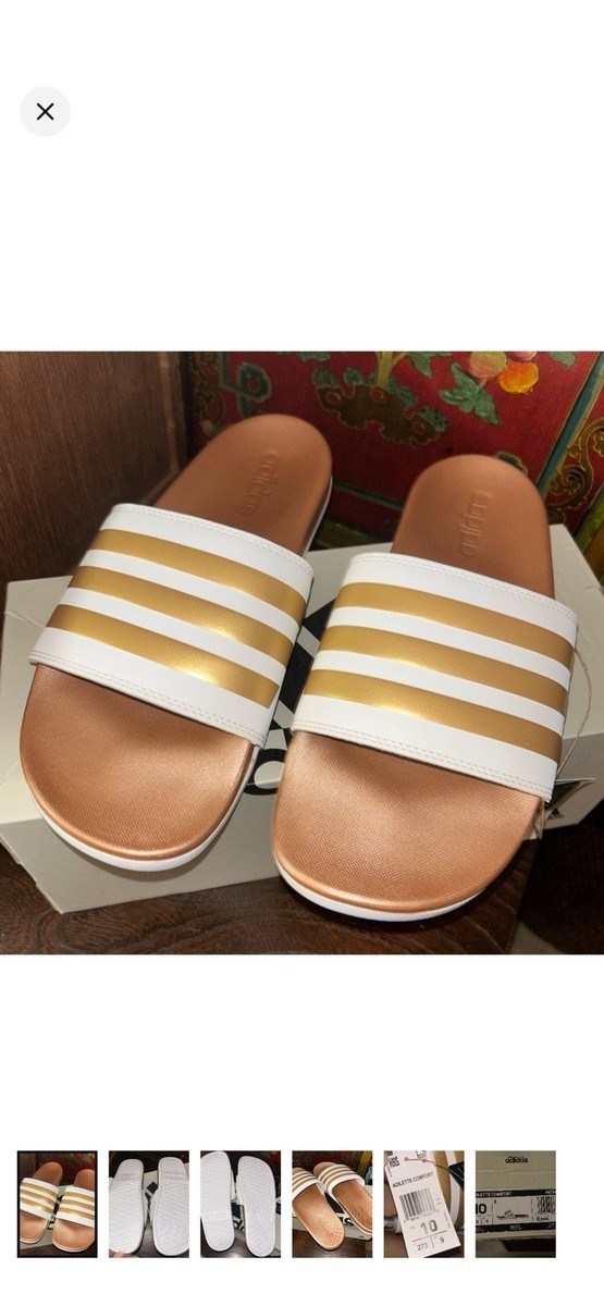 adidas Adilette Comfort Women Slide Sandals Gold White  display picture 1