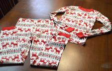 Kids Hanna Andersson 100 cotton Christmas Pajamas sz 160 US 14 reindeer EUC
