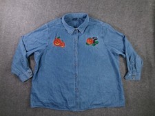 Basic Editions Top Women 3X Blue Chambray Cas...