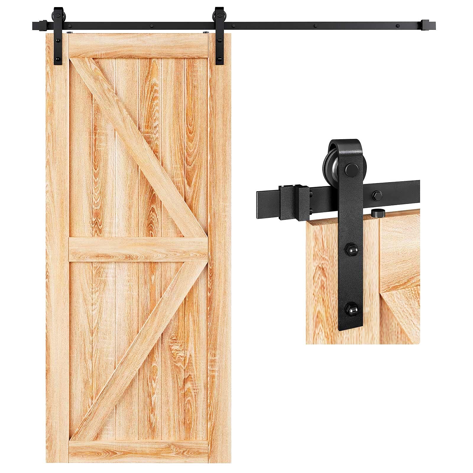 6 FT Heavy Duty Sliding Barn Door Hardware Kit with Basic J Pulley for Smooth Operation