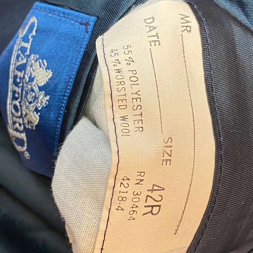 Chaqueta Blazer Stafford 42R Para Hombre Azul Marino Doble Pecho 4 Botones Dorados EE. UU. Foto 4 de 4