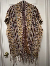 Baciano by Bacci Cardigan Wrap Sweater Size M Serape South West Aztec Inspired