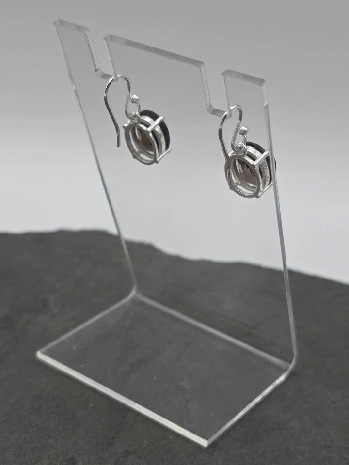 Ohrringe Rauchquarz 925 Sterling Silber Rund Elegant - Bild 4 von 4