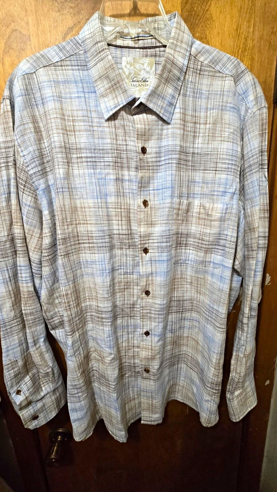 NWT Tasso Elba Island Mens Plaid Button Down Shirt Linen Blend 2XL MSRP $59.50 image 1