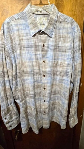 NWT Tasso Elba Island Mens Plaid Button Down Shirt Linen Blend 2XL MSRP $59.50 - product listing photo