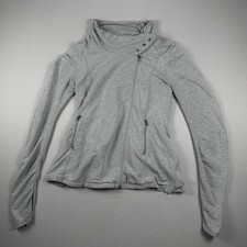 Athleta Gray Moto Zip Jacket Womens Small Stretch Yoga Casual