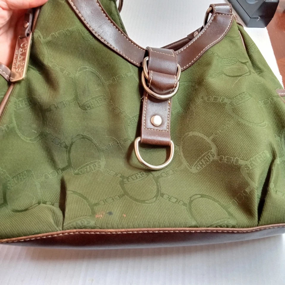 Cartera Chaps Verde Diseñador Sobre el Hombro Elegante Preppy Fin de Semana Foto 2 de 4