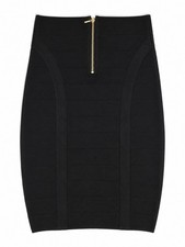 Bebe Shadow Stripe Midi Skirt Black