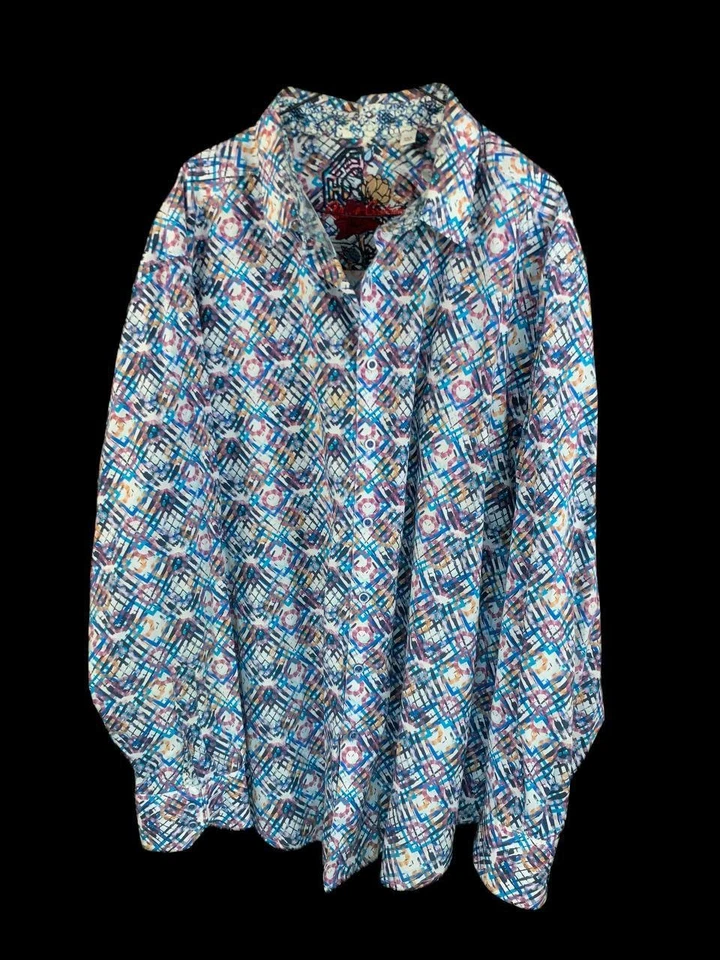 Camisa Robert Graham 4XLT Para Hombre Patrón Abstracto Multicolor Mangas Largas Algodón Foto 3 de 4