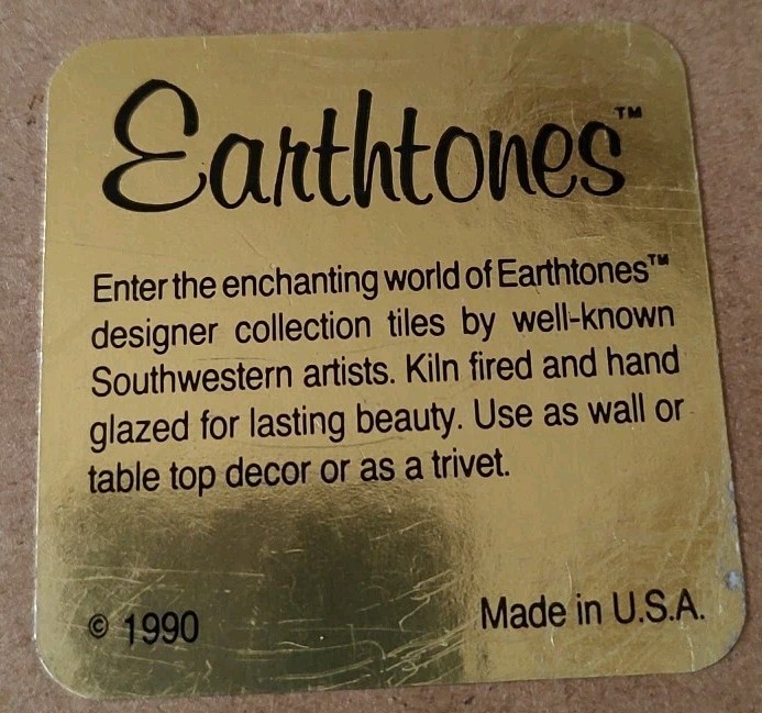 Vintage (1990) EARTHTONES Southwestern Decorative Ceramic Tile"End of the Trail"