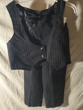 Boys 3t Van Heusen Dress Pants And Vest 2 Piece Set Black Pinstripe Vest
