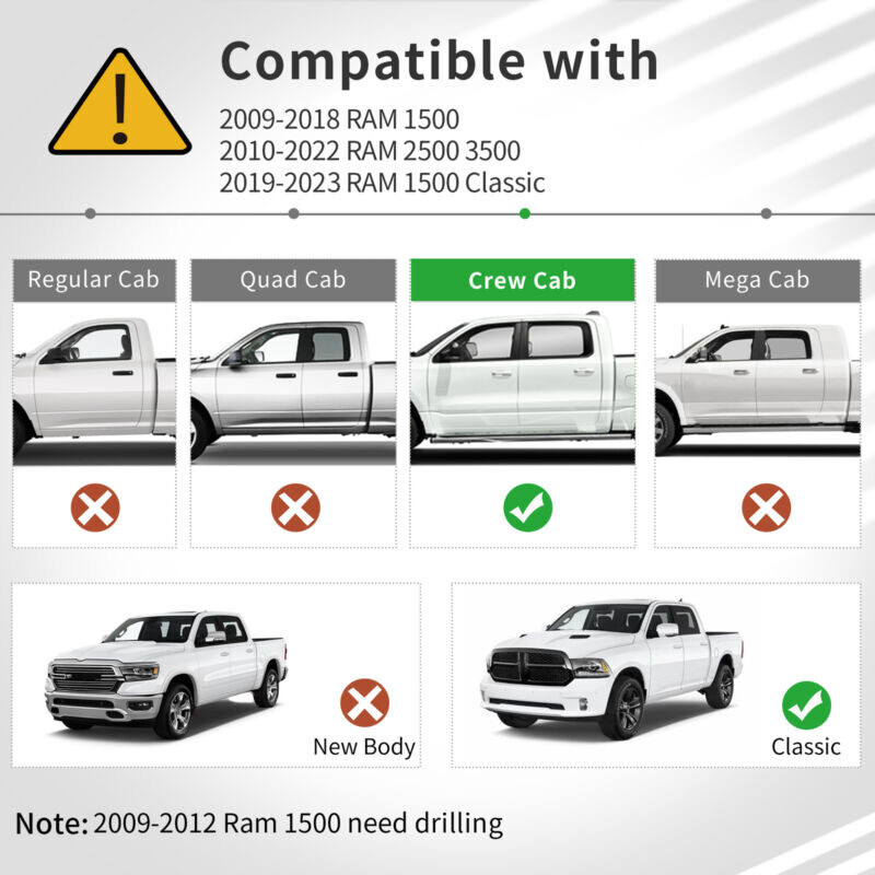 OEDRO Running Boards for 20092018 Dodge Ram 1500 Crew Cab Side Step