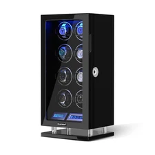 Automatic 8 Watch Winder Box Display Case LCD Touch Fingerprint Unlock LED Gift