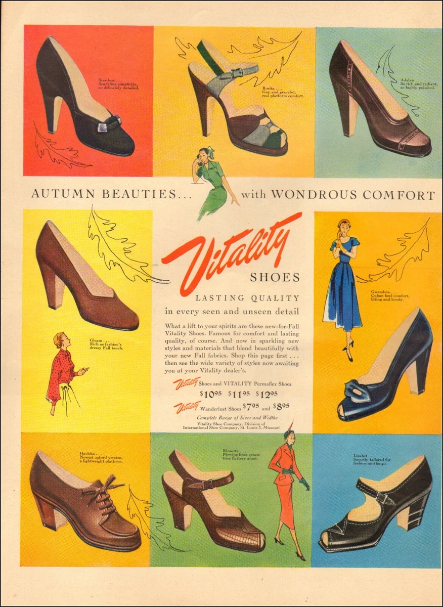 1950 Vintage ad for Vitality Shoes retro Fashion Art 05 0521