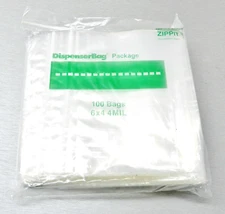 100 4 Mil RELOC Bags Clear 6x4 Thick Zip Seal Reclosable Zippit Bags 6" W x 4" D