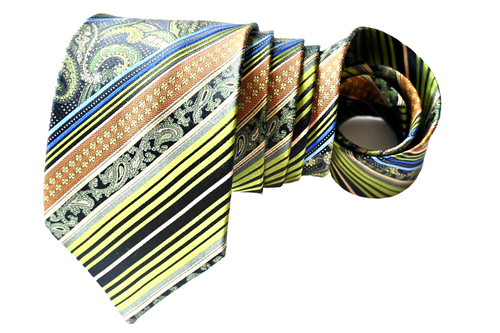 BRUNO PIATTELLI MEN'S TIE GREEN/STRIPED Width: 3.3/8" Length: 59"