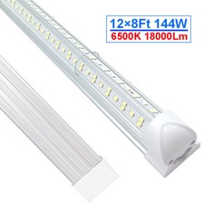 12/25Pack 8Ft Led Shop Light 144W 18000Lm 6500K Lighting Fixture V Shape 270