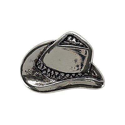 Vintage Cowboy Hat Silver Tone Shank Collectible Plastic Sewing Button 1 pc