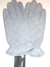 Ladies Quilted Thinsulate Genuine Leather Gloves,Grey, Small