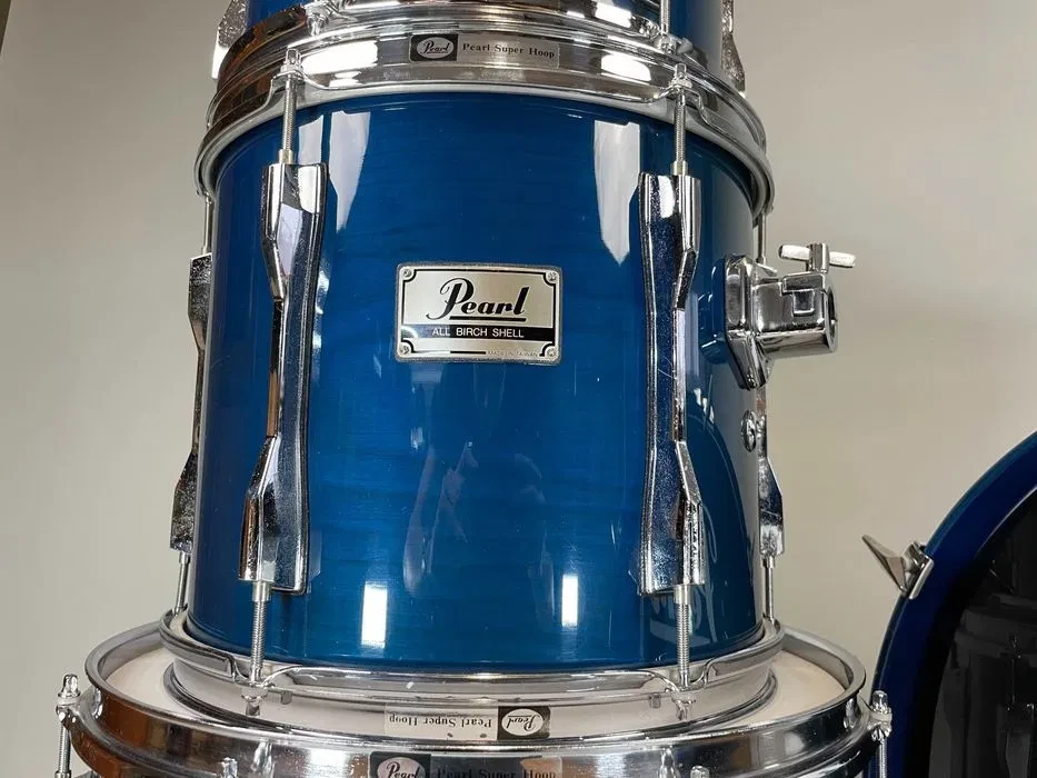 Laca azul transparente Pearl BLX 22"/12"/13"/16" - Tambores Perkusja vintage años 80 Foto 4 de 4
