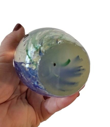 Art Glass Jellyfish Paperweight Blue Green Clear Bubbles 5" - Picture 5 of 7