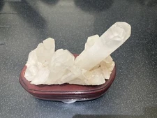 quartz  crystal rock cluster On Wood Base 706g