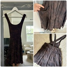 Free People Printed Mini Dress Brown with Pockets Boho Size S